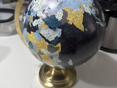 Decorative World Globe with Gold Base & Stand, Political Map Design, Educational Home Decor