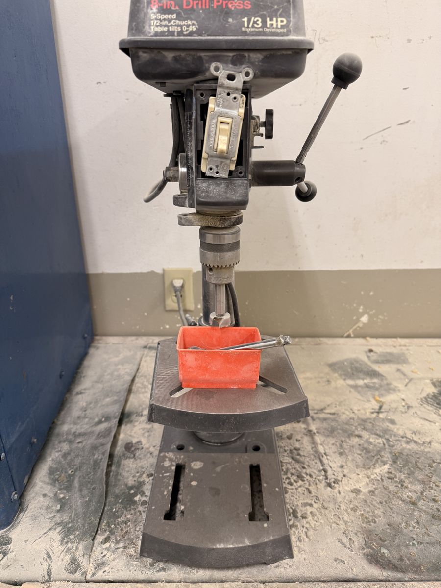 Unbranded 8-in 5-Speed 1/3 HP Benchtop Drill Press w/ 1/2-inch Chuck, 0-45° Tilt Table