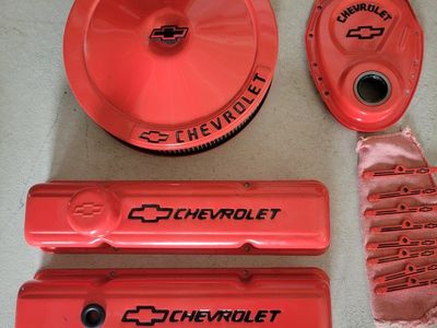 Chevrolet Small Block 350 Engine Dress-Up Kit - Orange Valve Covers, Air Cleaner, Timing Cover