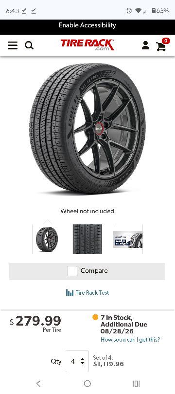 (2) Goodyear Eagle F1 All Season Tire 245/35ZR20 95Y XL
