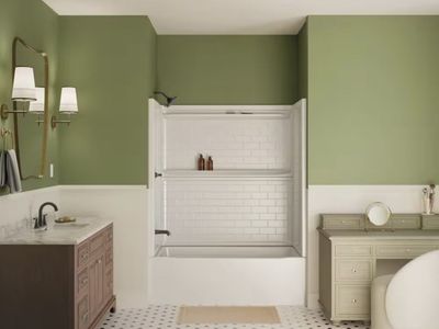 $119 LESS THAN HOME DEPOT! BRAND NEW IN BOX Delta Classic 500 tile bathtub wall set with faux subway tile pattern (2 available)