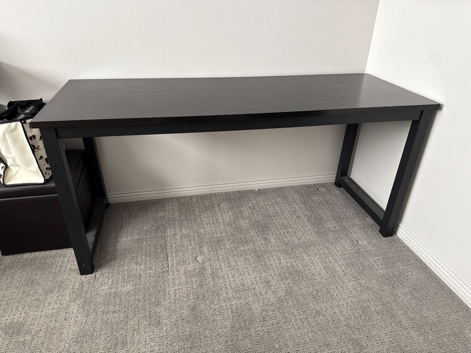 Minimalist Black Wood Desk - Modern Home Office/Study Table