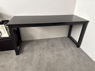 Minimalist Black Wood Desk - Modern Home Office/Study Table