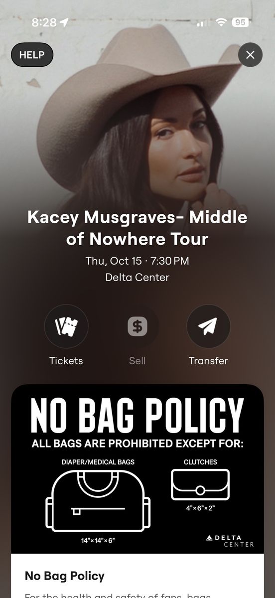Kacey Musgraves - Middle of Nowhere Tour Tickets - Delta Center Sec 108 Row 3