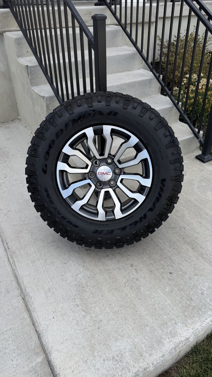 GMC Sierra 1500 AT4 Yukon Rims and Tires 275/70R18 Goodyear Wrangler Duratrac