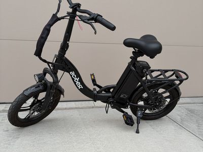 Actbest Folding Electric Bike with Rear Cargo Rack and Headlight - Black