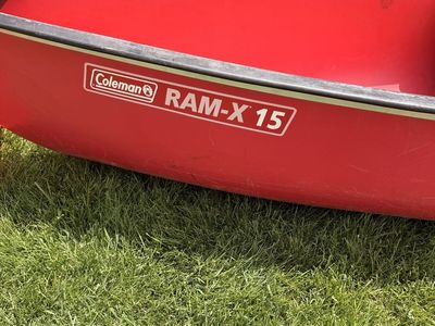 Coleman Ram-X 15 Canoe - Red 15ft Watercraft with 2 Seats & Oars