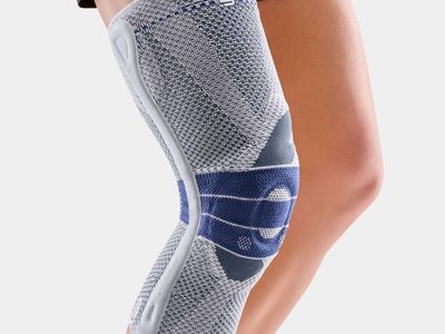 Bauerfeind GenuTrain P3 Active Knee Support Brace, Size 4, Left, Blue/Grey for Patellar Tracking