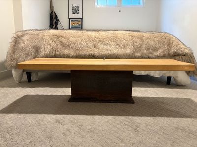 Custom Modern Solid Wood & Metal Accent Bench - Heavy & Durable Decorative Furniture