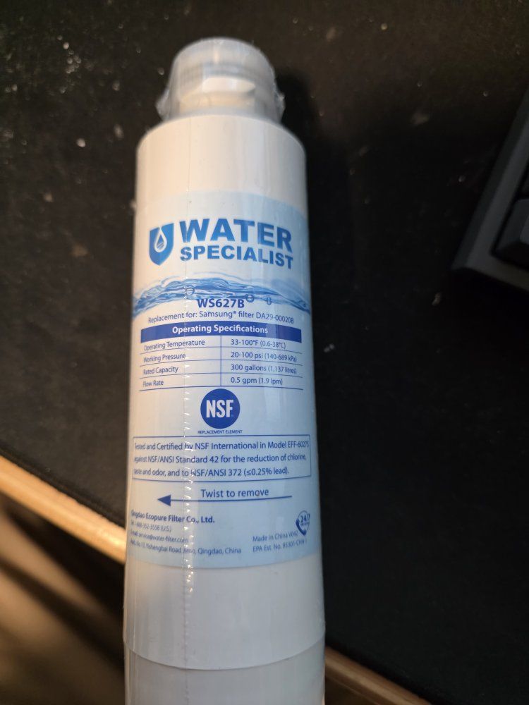 Water Specialist WS627B NSF Refrigerator Water Filter Replacement for Samsung DA29-00020B (3-Pack)