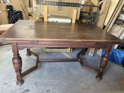 Fits 12, Antique,Vintage Wood Dining Table and Chairs Set, with 6 chairs,