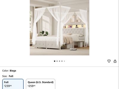 Canapy poster convertible bed with storage drawers, headboard, led lights built-in ports. new in box!