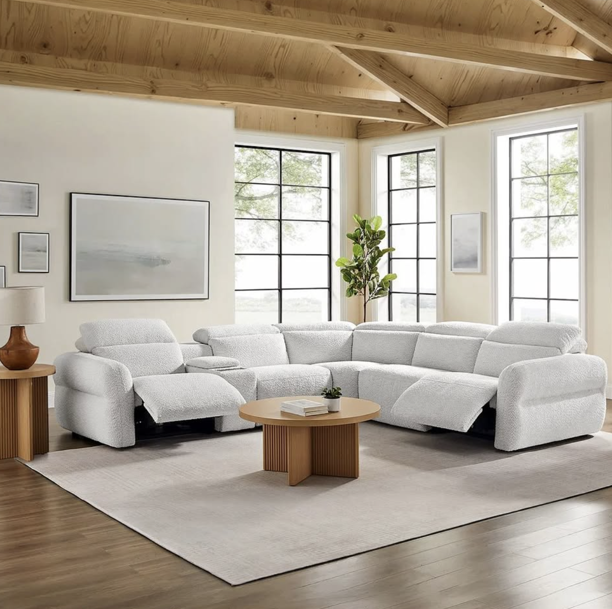 Monroe 6-piece Fabric Power Reclining Sectional with Power Headrests - Aiden & Ivy Furniture