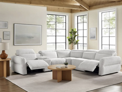 Monroe 6-piece Fabric Power Reclining Sectional with Power Headrests - Aiden & Ivy Furniture