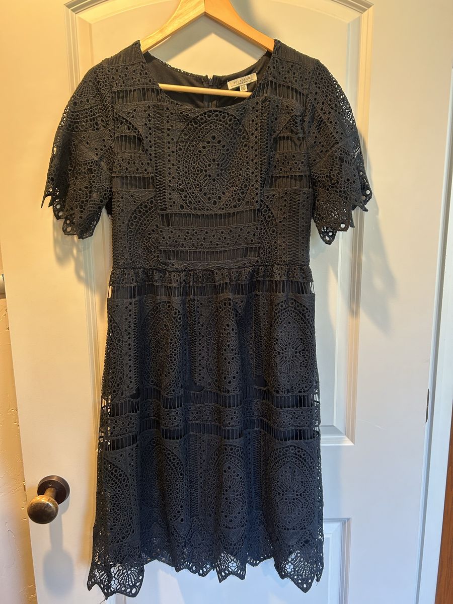 Black Polagram large Lace Midi Dress