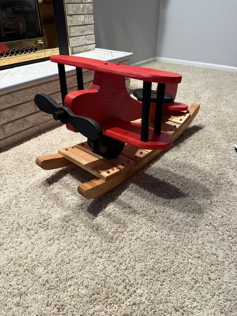 Hand Crafted Wooden Airplane Rocker