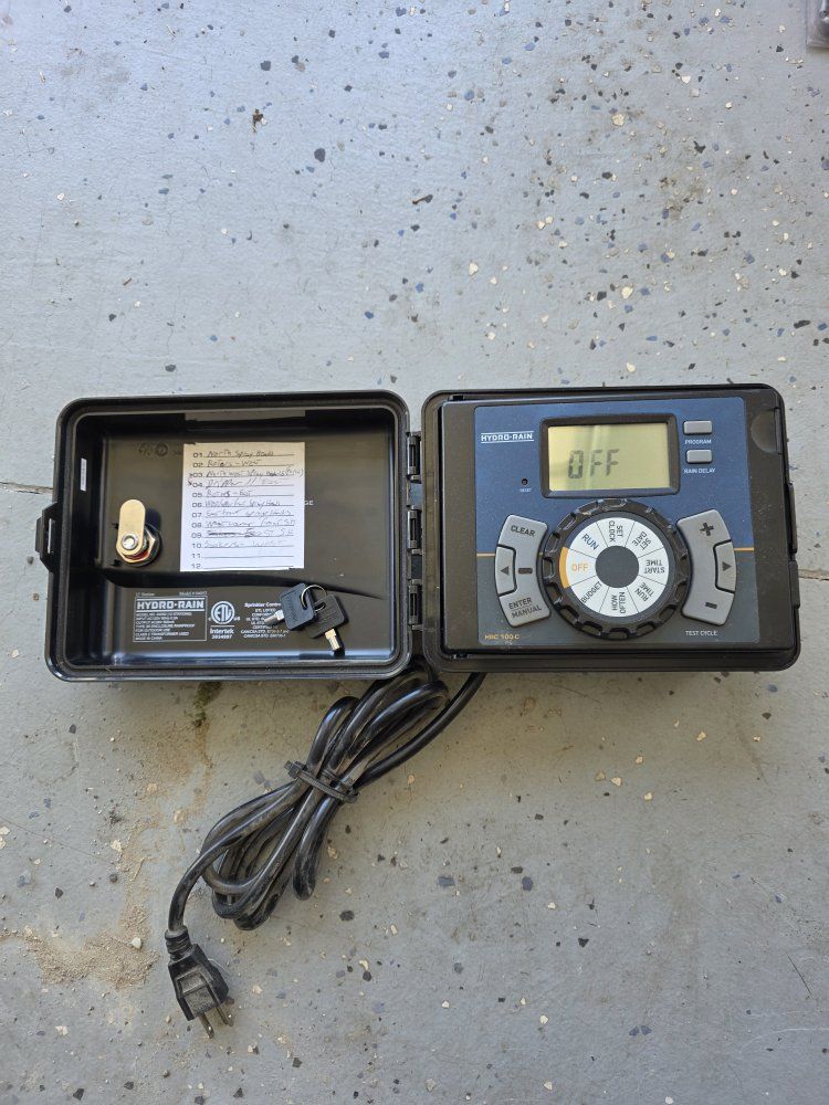 Hydro-Rain HRC 100C Sprinkler Timer Controller - 12 Station Outdoor/Indoor, Works Great!