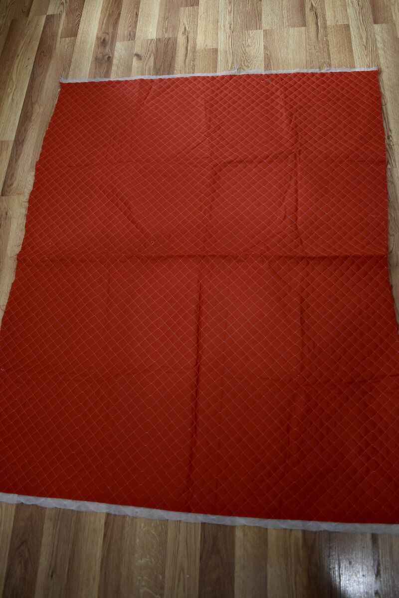 Red Quilted Fabric With A White Backing For Making Christmas OR Valentines Crafts OR Hot Pads And More…