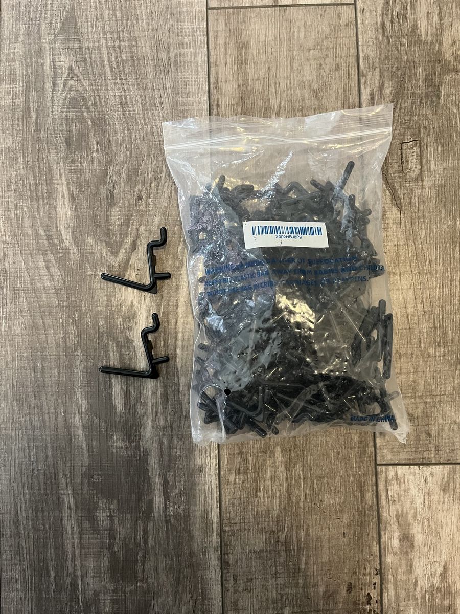 Black Plastic Pegboard Hooks Set