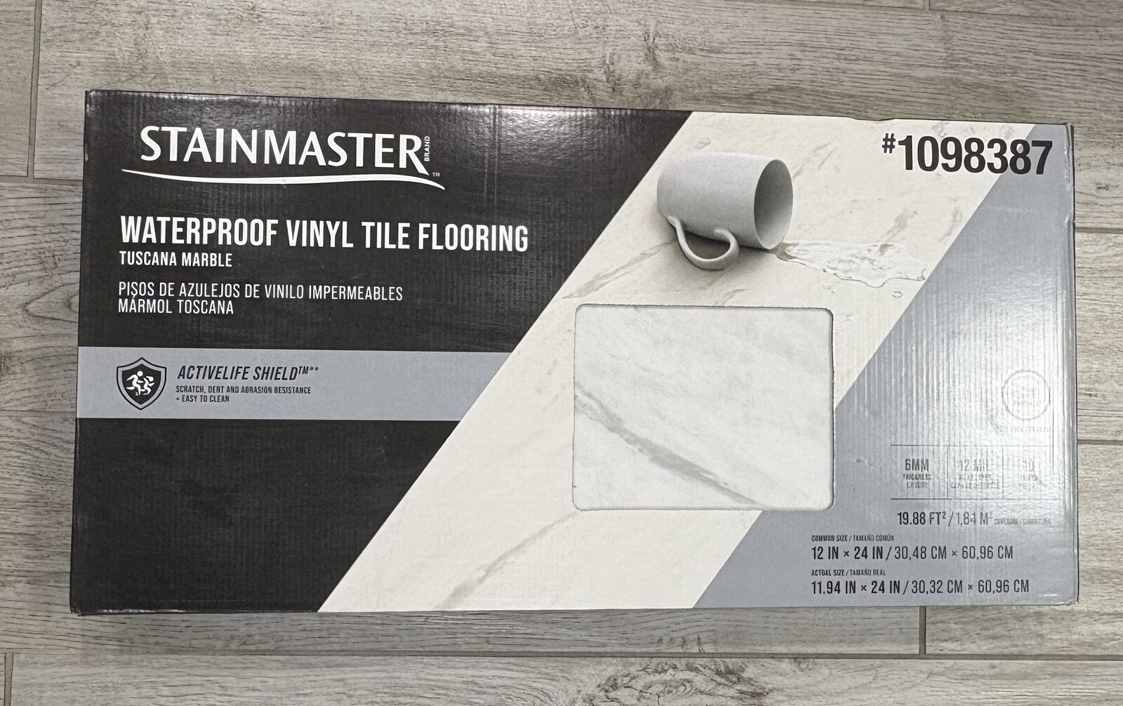 STAINMASTER Tuscana Marble Look 12 mil Waterproof Luxury Vinyl Tile Flooring