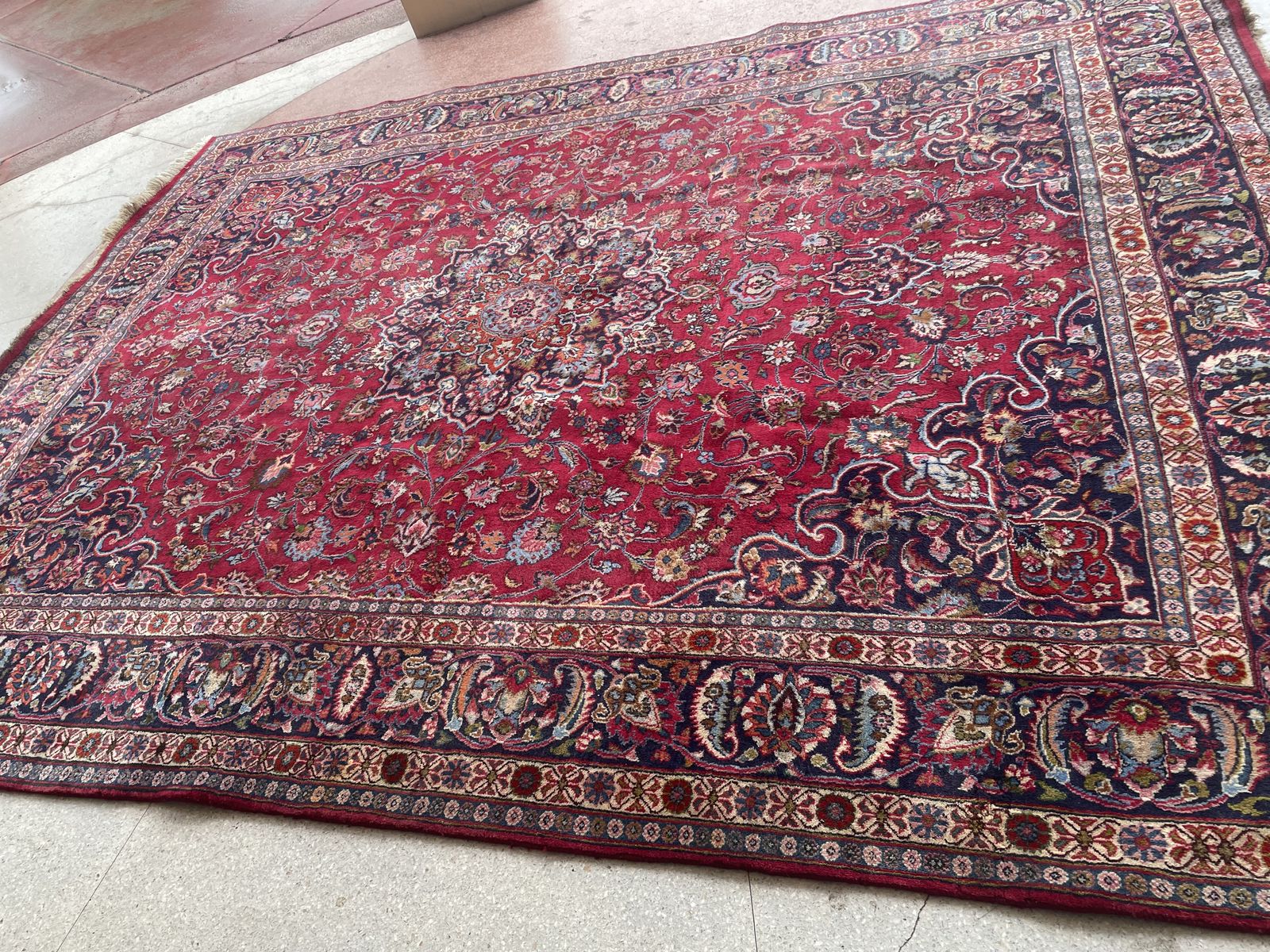 9'7" x 12'7" Persian Area Rug Mashhad region 1970's, wool