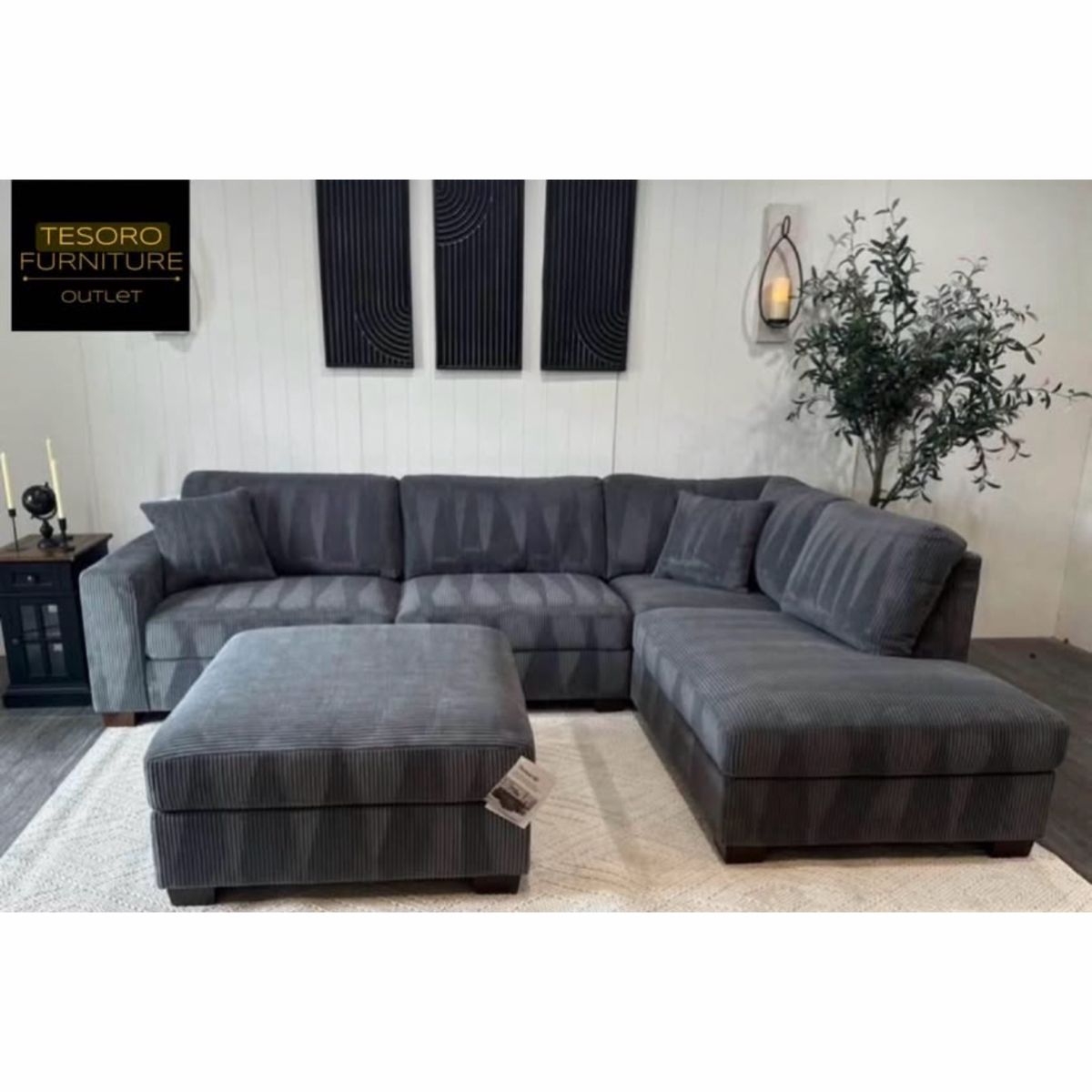 CORDUROY ARTESIA SECTIONAL WE OFFER DELIVERY