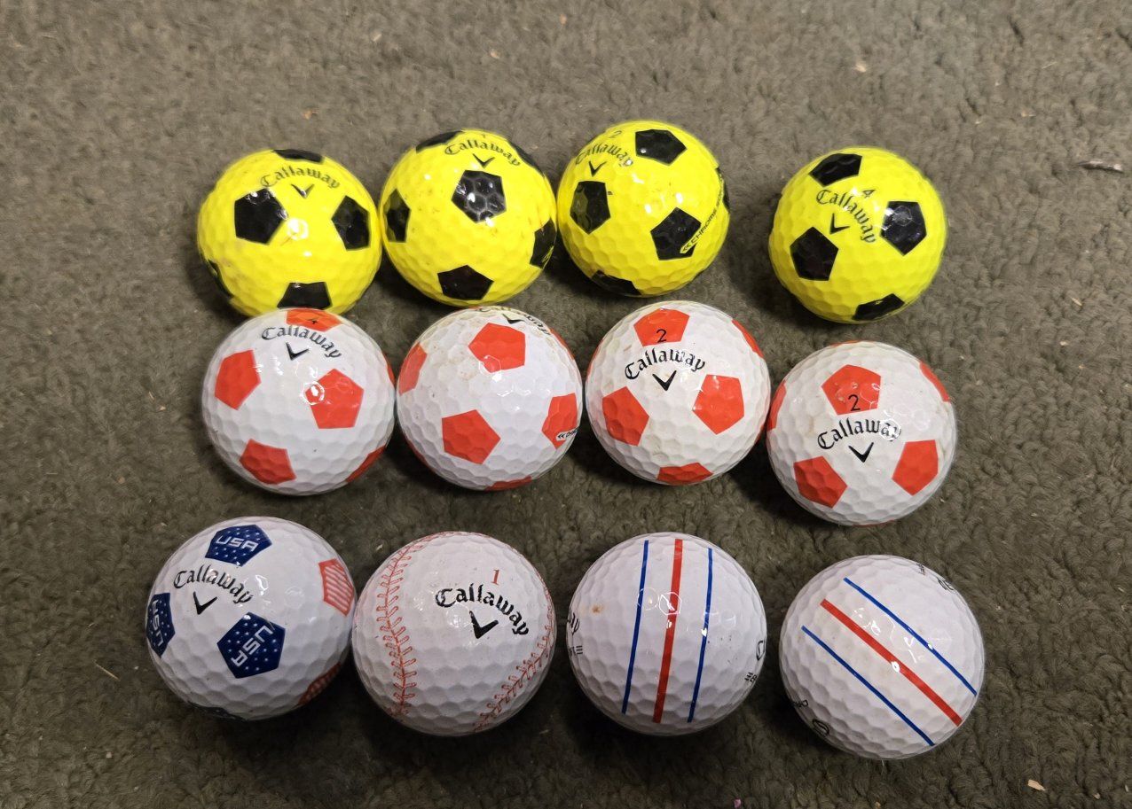 Callaway - world cup, soccer, and baseball used golf balls - Set of 12