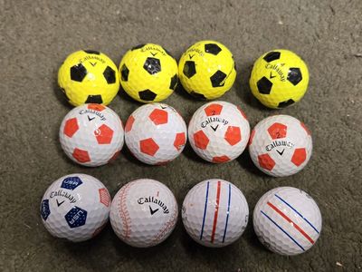 Callaway - world cup, soccer, and baseball used golf balls - Set of 12