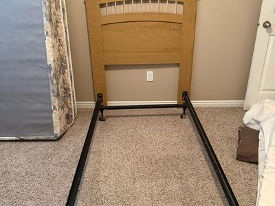 Twin Size Wood Headboard & Metal Bed Frame - Pet & Smoke Free Home