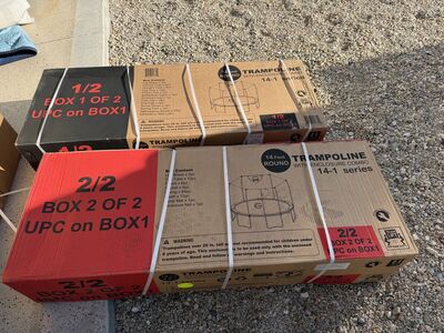 Trampoline-14' Round With Enclosure and Basketball Hoop