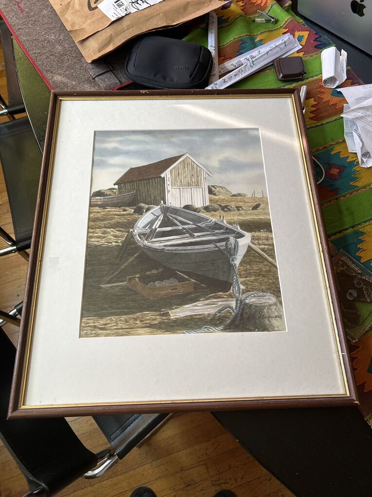 Original Nautical Scape Watercolor Painting Signed