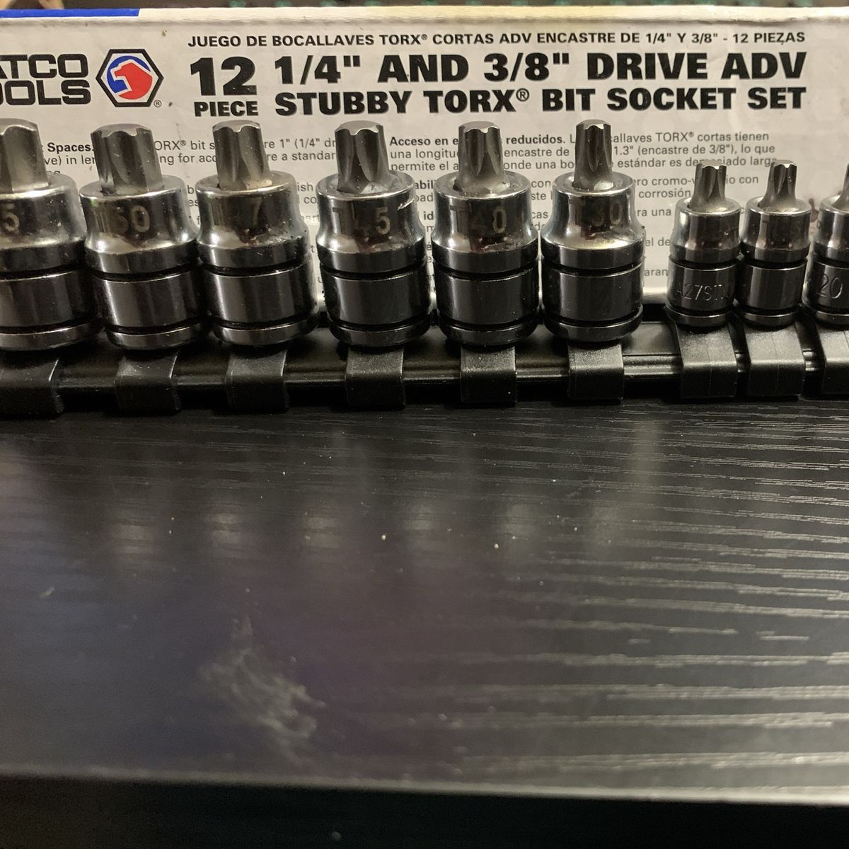 Matco Tools SABSTX12VA 12 Piece Stubby TORX Bit Socket Set 1/4" & 3/8" Drive