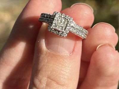 14K Gold Diamond Wedding Ring Engagement Ring Set