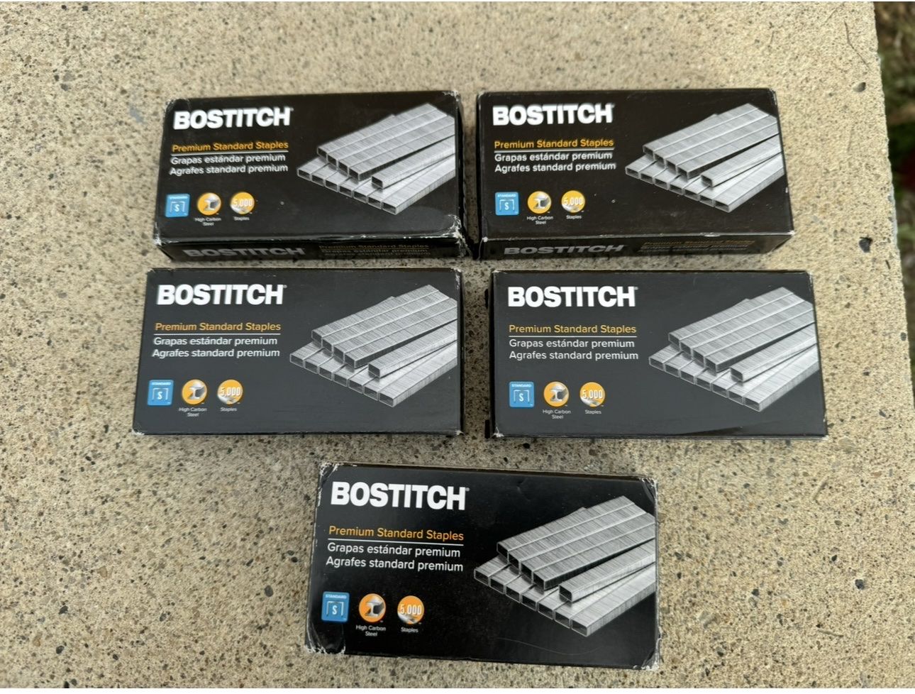 Bostitch Premium Standard High Carbon Steel Staples, 5,000 Count (Lot of 5 Boxes)