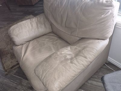 Cream Leather Armchair