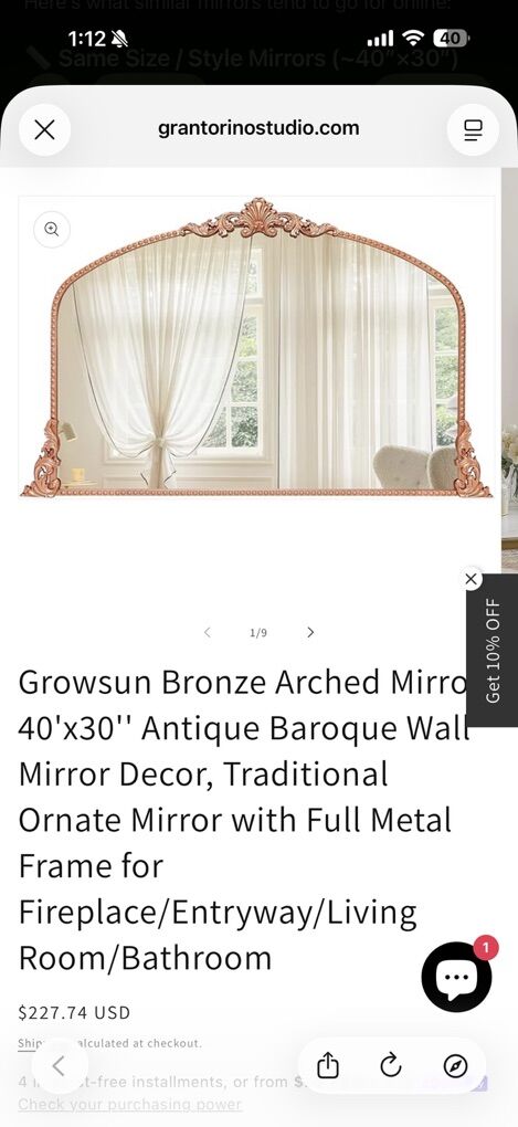 Gran Torino Growsun Mirror- 30x40 -NEW- Modern