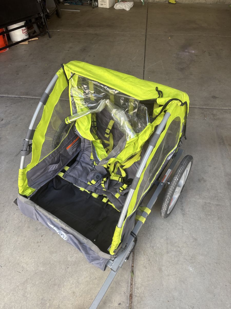 Graco Neon Yellow & Grey Kids Bike Trailer Stroller - Used