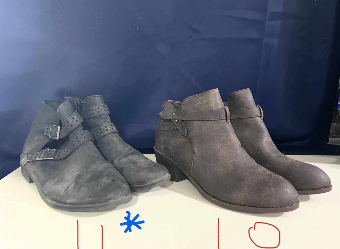 Women's Gray/black Ankle Boots - Size: 10, 11