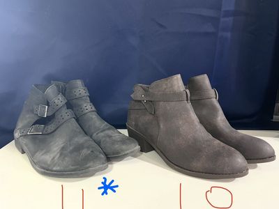Women's Gray/black Ankle Boots - Size: 10, 11
