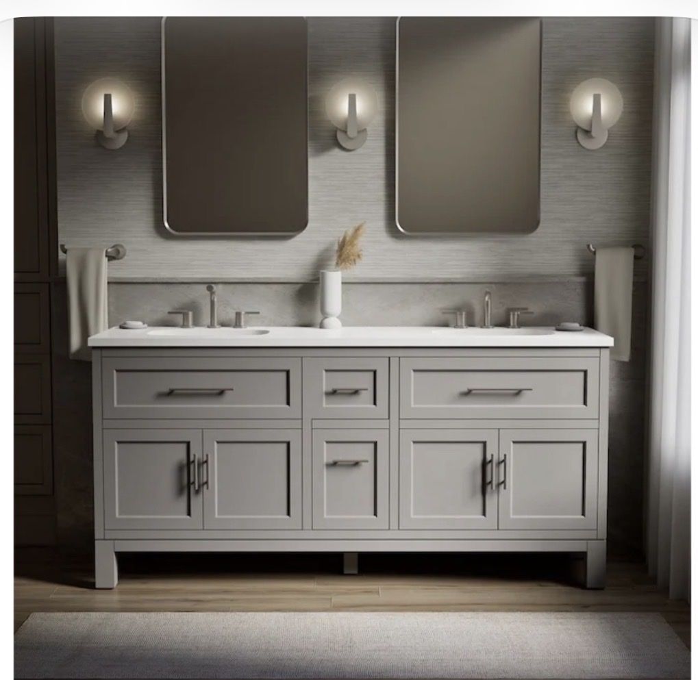 New in box 72 inch double vanity quartz top