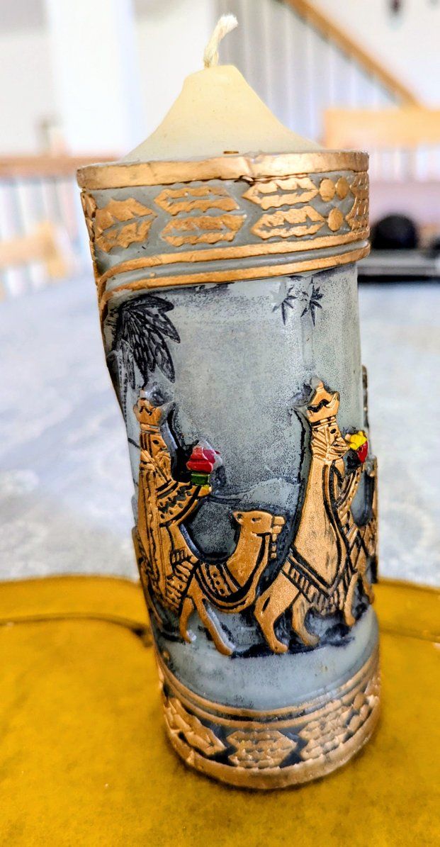 Carved 3D Holiday Christmas Holiday Candle