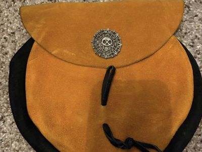 Suede Leather Pirate Medallion Belt Pouch Renaissance Faire Costume Bag