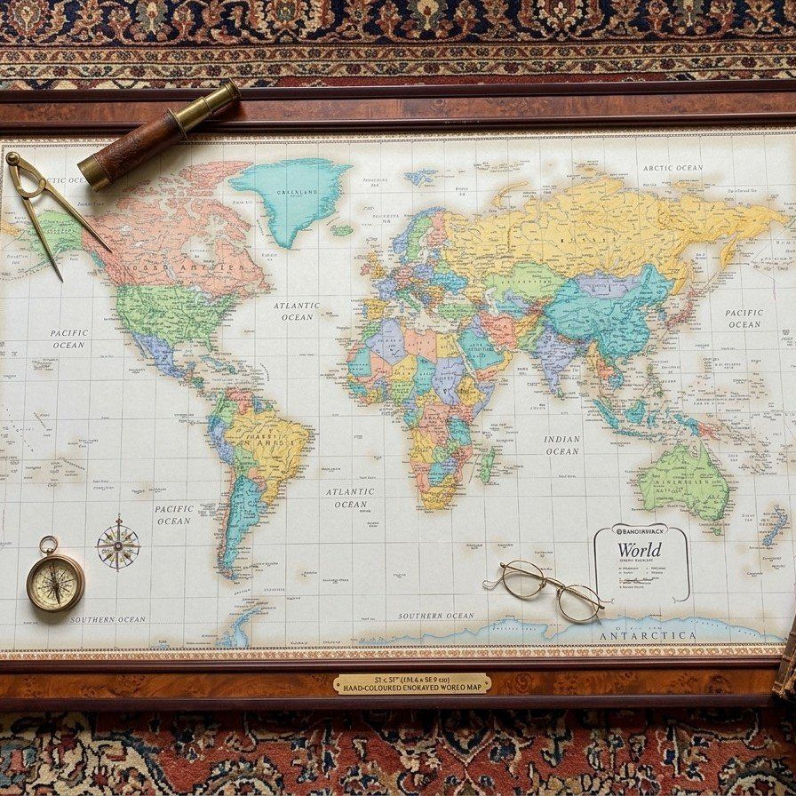 Frontgate Magnetic Map with Burlwood Frame