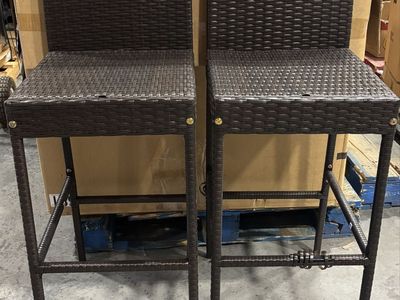Set of Two New Rattan Bar Height Chairs