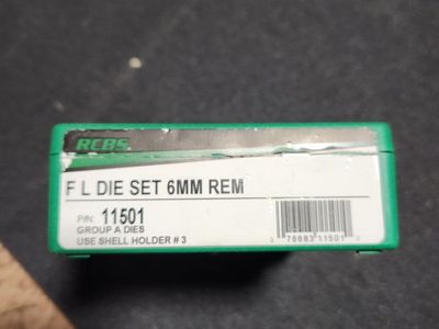 RCBS FL Die Set 6MM REM Full Length Reloading Dies P/N 11501 Group A Dies