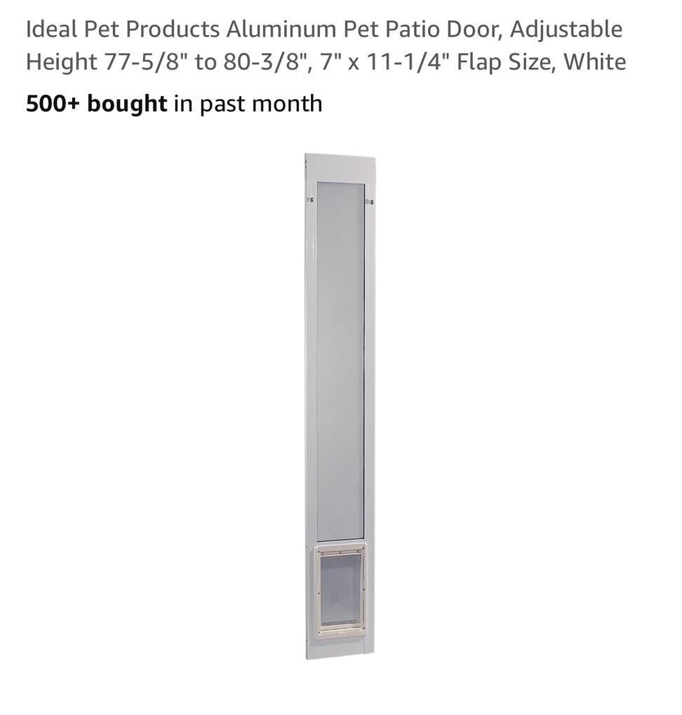 Aluminum Pet Patio Door, Adjustable, New