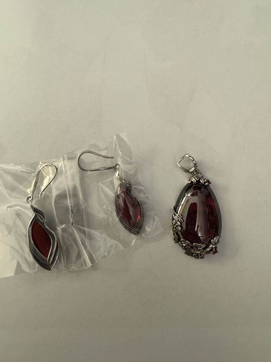 Large Red Necklace with Earrings