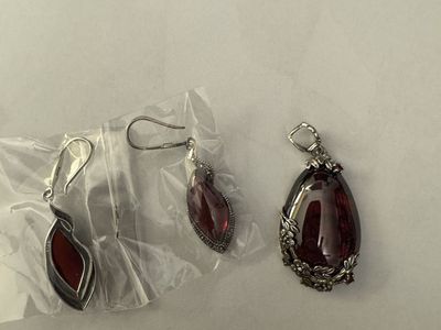 Large Red Necklace with Earrings