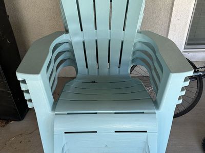 Patio Chairs - Light Blue Plastic (Stackable, Set of 4)