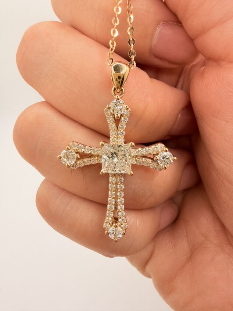 Cross Necklace Lab Grown Diamond